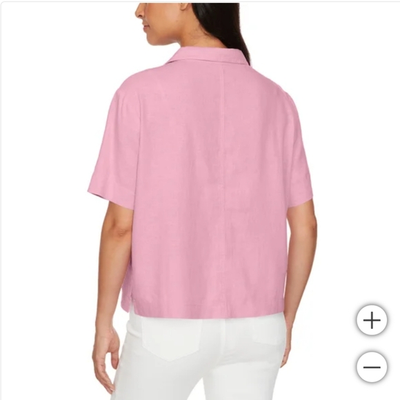 NWT Buffalo Women's Linen Blend Button Front Shirt Pink S B16 - Picture 2 of 5